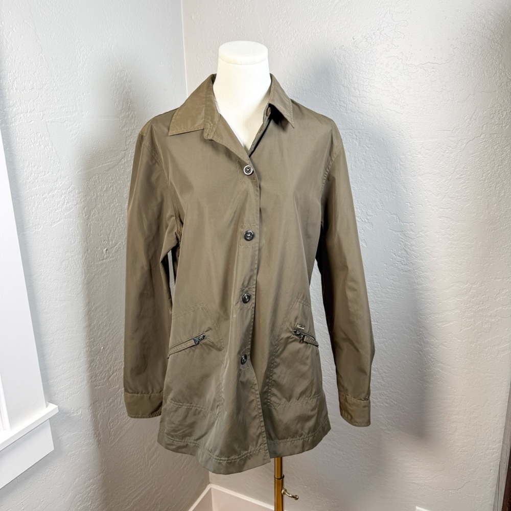 Faconnable Khaki Olive Lightweight Utility Rain Travel Jacket Size M
